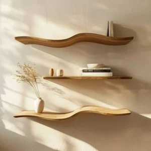 Wavy Floating Wood Shelf Rack