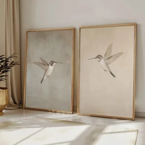 2pcs/set of Retro Hummingbird Animal Canvas Prints