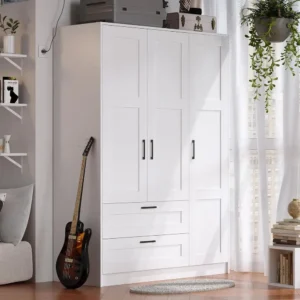 Large White Wooden Wardrobe Closet