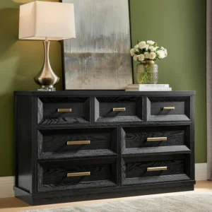 7 Drawer Wide Wooden Dresser Chest