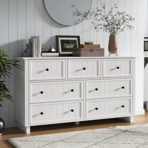 7 Drawer Wood Dresser Deep Storage